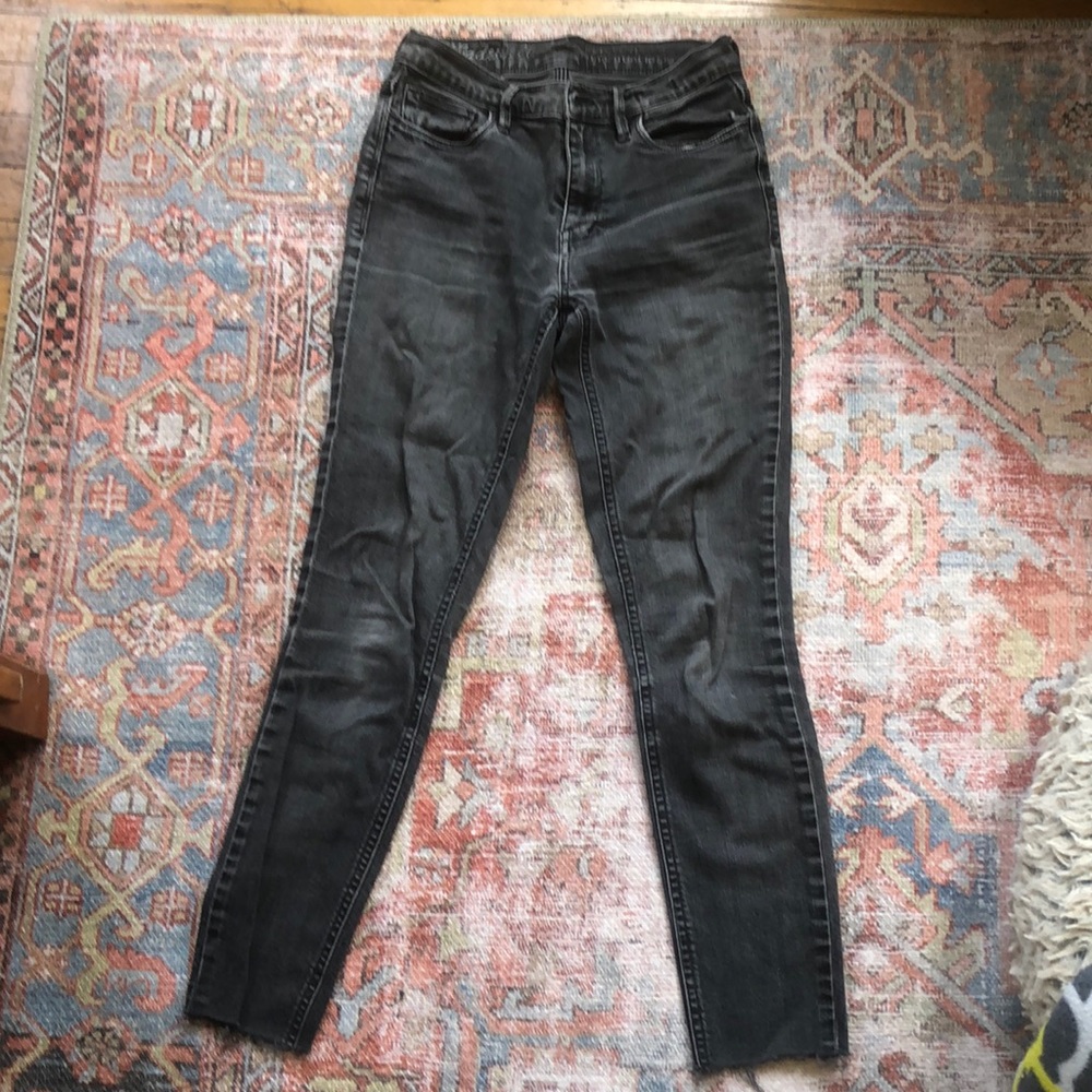 Madewell High Rise Washed Blk Jeans 24 Petite Cropped